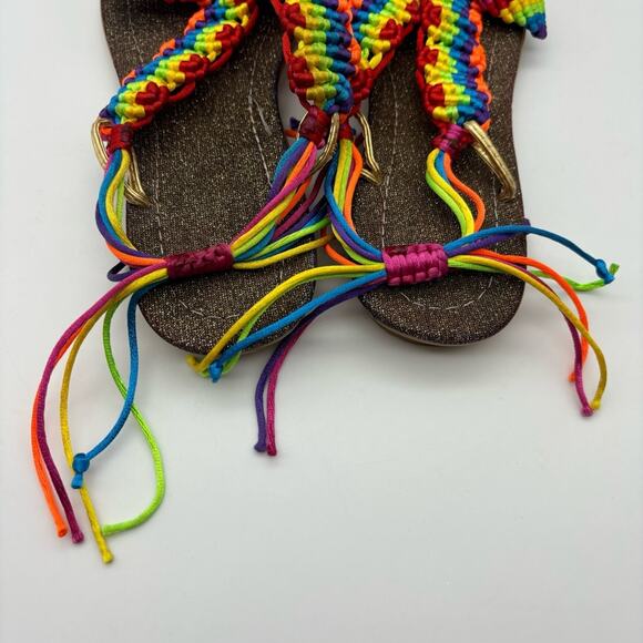 Macrame Girls Youth Huarache Multi-colorful Knit Butterfly Sandals Size 5 - Picture 3 of 5